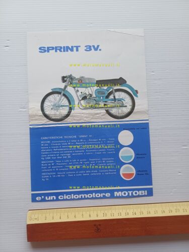Motobi 50 Sprint 3V 1969 depliant originale ciclomotore italiano brochure …