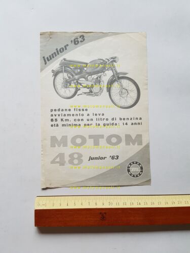 Motom 48 Junior 1963 depliant volantino originale italiano