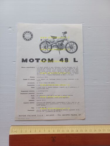 Motom 48 L 1956 depliant italiano originale