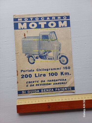 Motom 48 motocarro 1961 depliant italiano originale