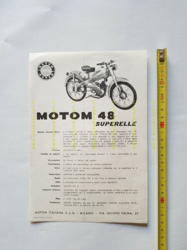 Motom 48 Superelle anni 50 depliant originale ciclomotore brochure
