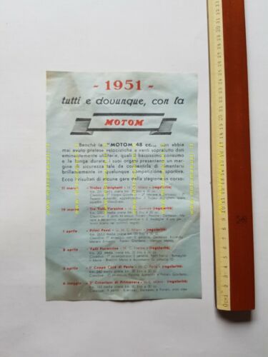 Motom 48 Vittorie 1951 depliant originale ciclomotore brochure moped bromfiet