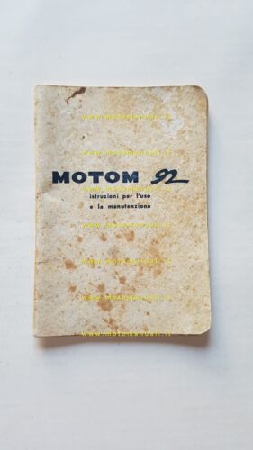Motom 92 1961 manuale uso manutenzione libretto originale owner's manual