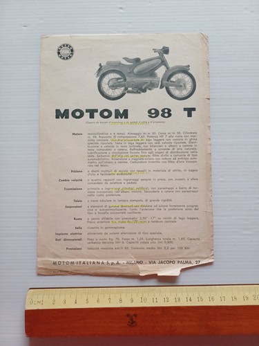 Motom 98 T 1956 depliant originale italiano