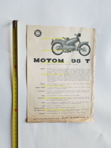 Motom 98 T depliant anni 50 originale italiano