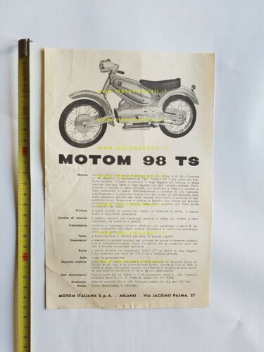 Motom 98 TS depliant anni 50 originale italiano