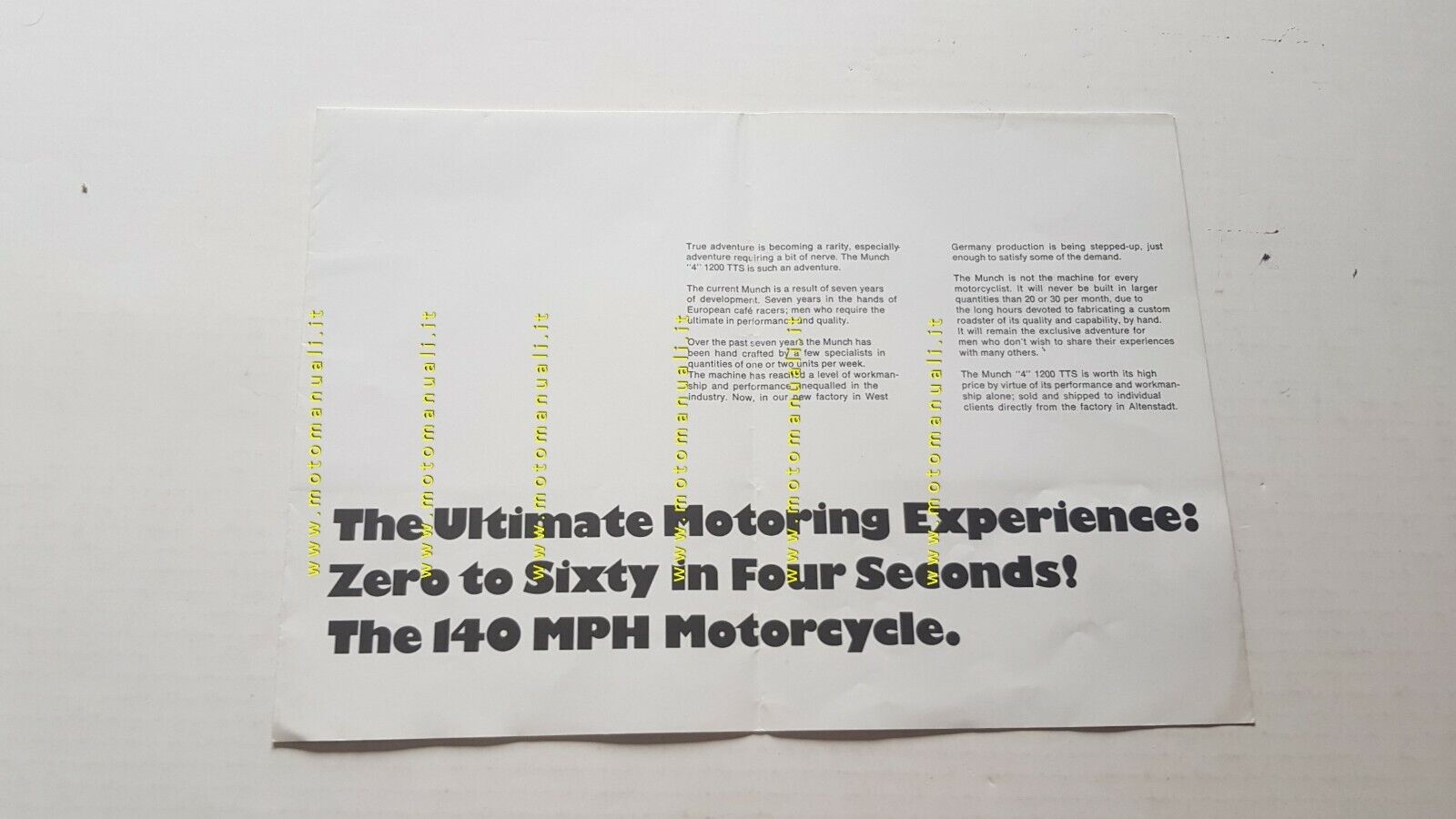 Munch 4 1200 TTS Mammuth 1971 depliant originale brochure ENGLISH …