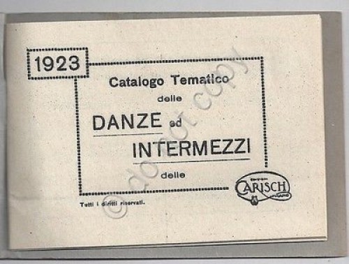 Musica - Spartiti - Carisch Milano - Catalogo Tematico Danze …