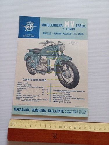 MV Agusta 125 Pullman 1955 depliant italiano originale