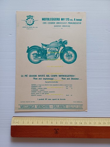 MV Agusta 175 Cambio Idraulico Progressivo Idrobad 1954 depliant originale