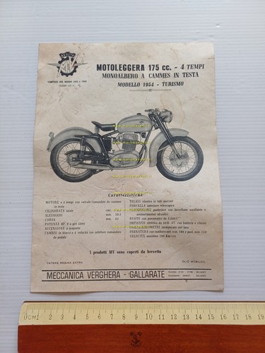 MV Agusta 175 CST Turismo 1954 depliant italiano originale