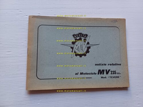 MV Agusta 235 Tevere 1960 manuale uso manutenzione libretto italiano …