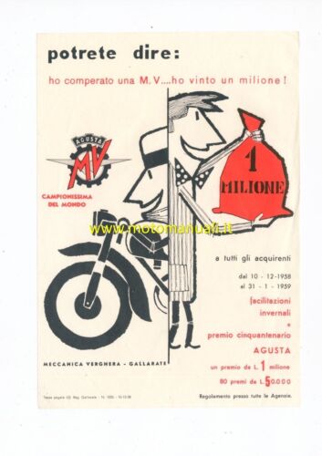 MV AGUSTA concorso a premi 1959 depliant originale genuine motorcycle …