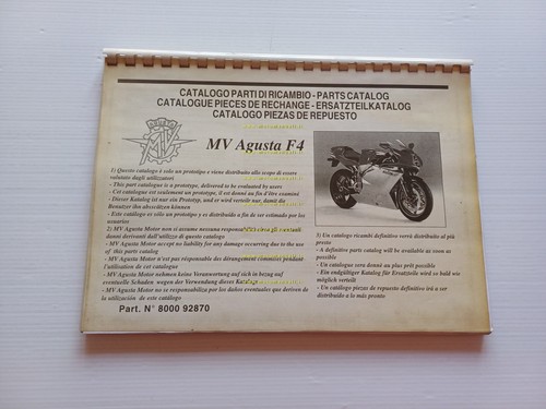 MV Agusta F4 750 1999 catalogo ricambi PROVVISORIO originale