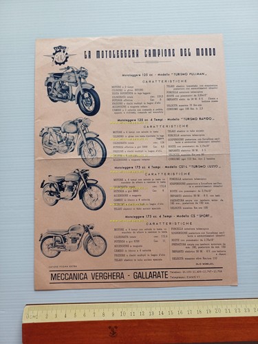 MV Agusta produzione modelli 125 175 anni 50 depliant originale …