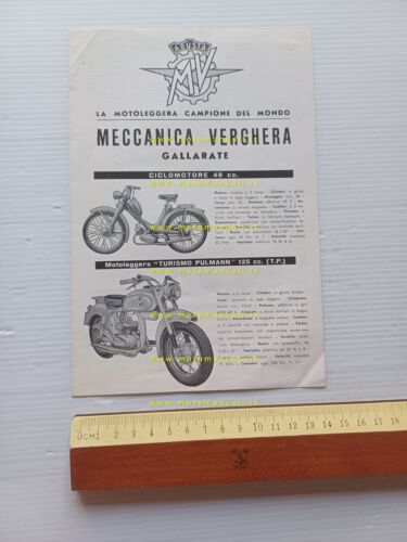 MV Agusta produzione modelli 1956 depliant italiano originale