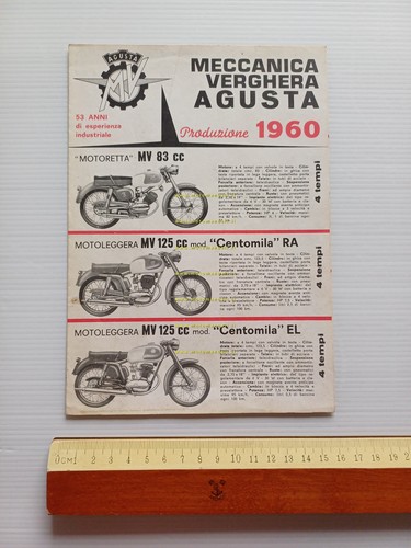 MV Agusta produzione modelli moto - motocarri 1960 depliant italiano …