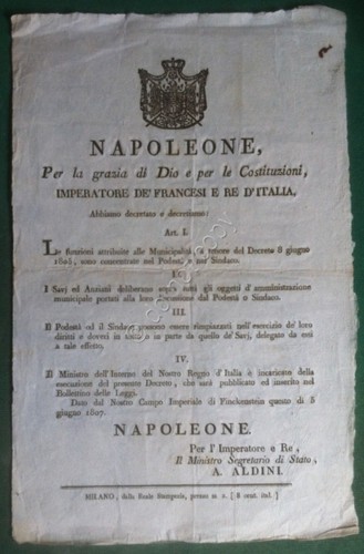 Napoleone Bonaparte - Italia 1807 - Organizzazione delle Municipalità - …