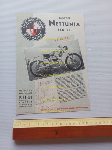 Nettunia 160 Lusso Off. Mecc. BUSI Bologna 1952-53 depliant moto …