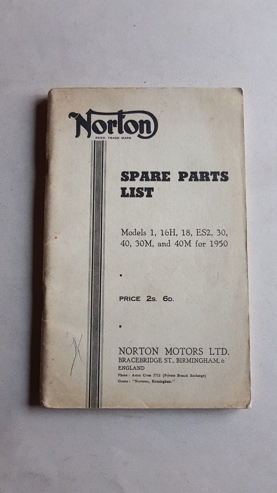 Norton Motorcycles modelli 1950 catalogo ricambi originale spare parts catalogue
