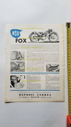 NSU Fox 125 1949 Depliant italiano originale moto Brochure