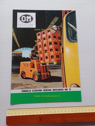 OM Carrello Elevatore Benzina Meccanico BM 12 1970 depliant originale …
