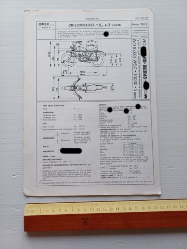 OMER 50 Giramondo 1972 scheda omologazione DGM Facsimile originale