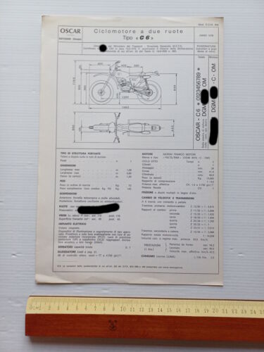 Oscar 50 Trial 1978 scheda omologazione DGM Facsimile originale