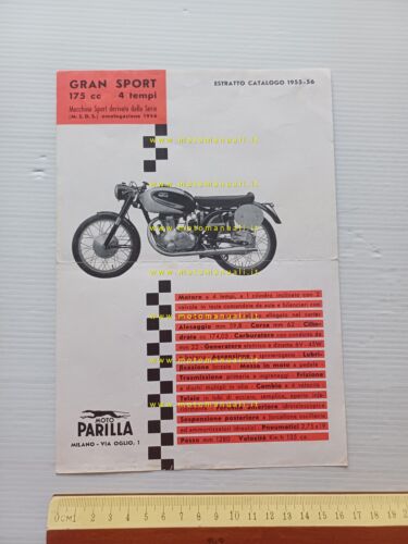 Parilla 175 Gran Sport M.S.D.S. 1956 depliant italiano originale