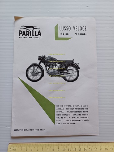 Parilla 175 Lusso Veloce 1956-57 depliant italiano originale