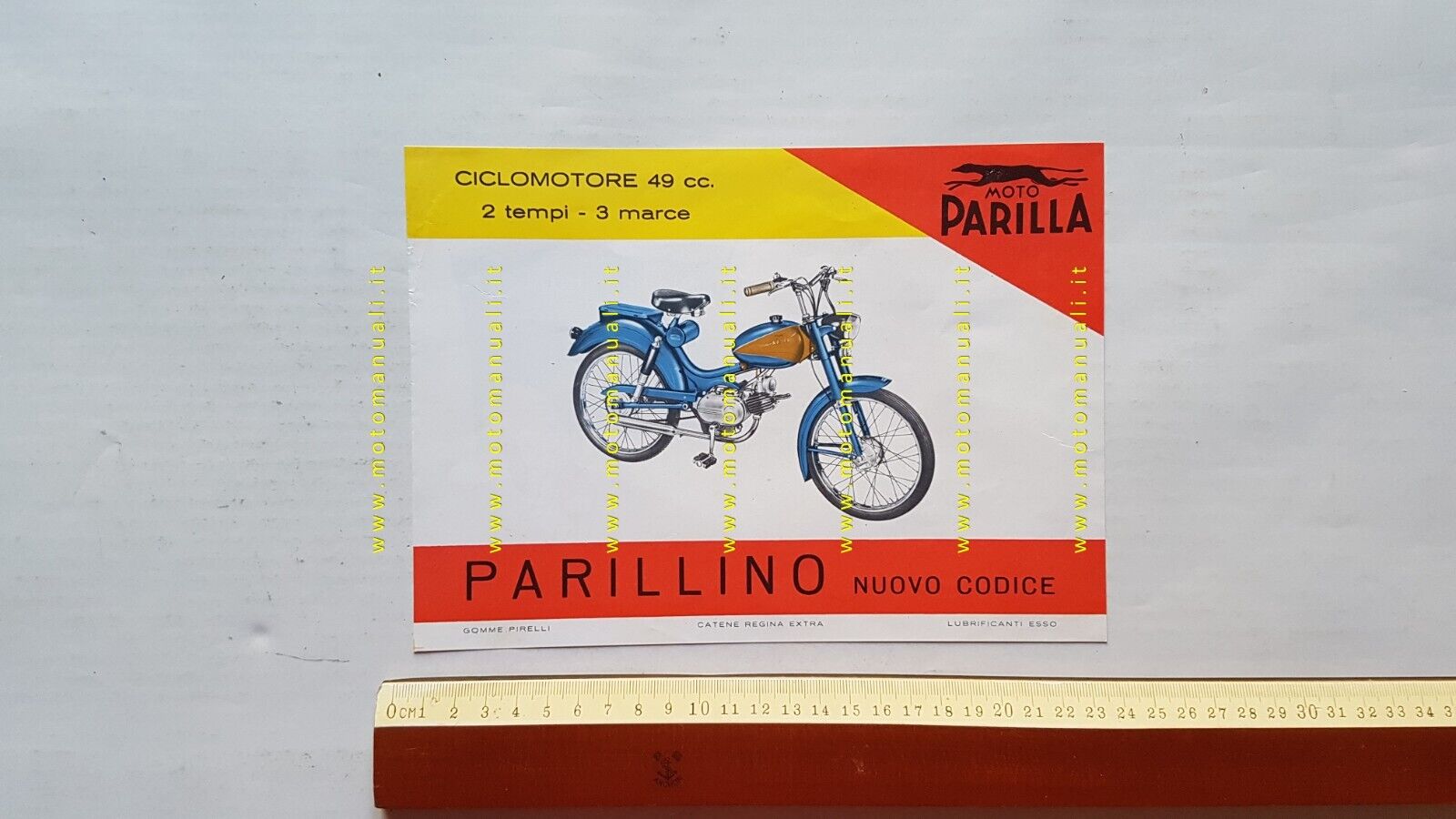 Parilla 49 Parillino 2T 1960 depliant originale italiano ciclomotore