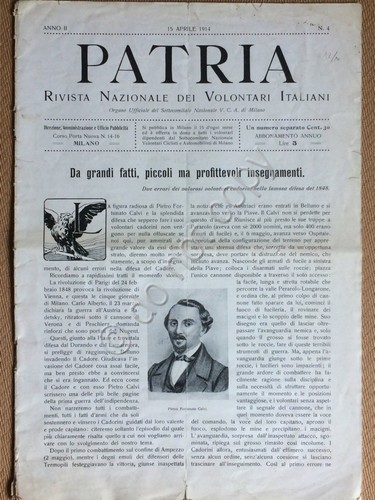 Patria Rivista Volontari Italiani 1914 Risorgimento - Cacciatori delle Alpi