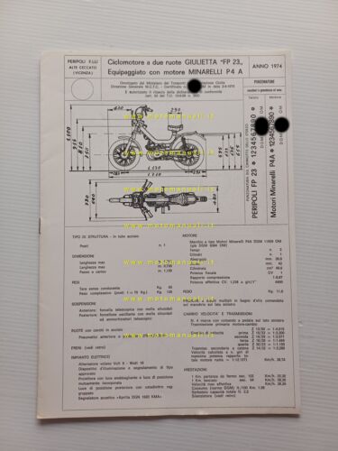 Peripoli Gulietta 50 Oxford FP 23 1974 scheda omologazione DGM …