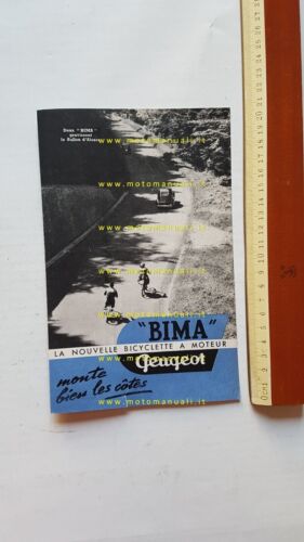 Peugeot BIMA micromotore 1952 depliant FRANCESE originale brochure