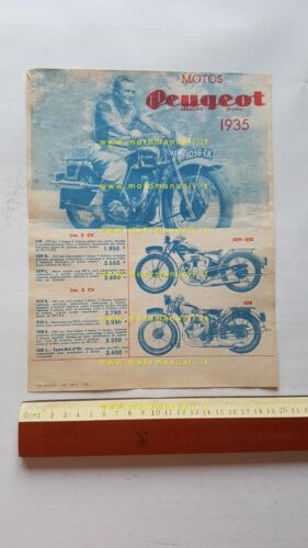 Peugeot produzione moto 1935 depliant originale francese brochure