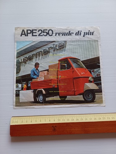 Piaggio Ape 250 1970 depliant italiano originale motocarro 3 wheeler