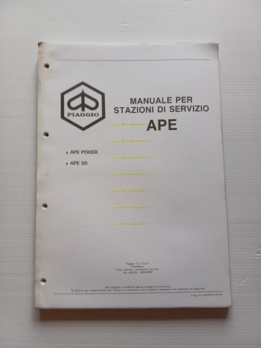 Piaggio Ape 50 - Poker AGGIORNAMENTO manuale officina italiano originale