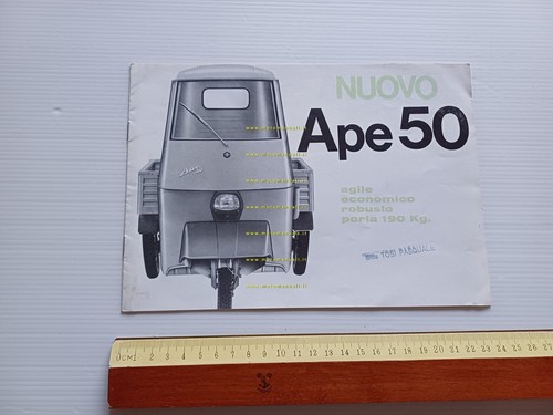 Piaggio Ape 50 1969 depliant italiano originale motocarro 3 wheeler