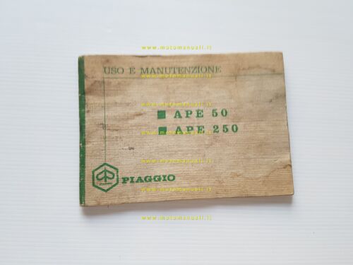 Piaggio APE 50-250 1970 manuale uso manutenzione motocarro originale 3 …