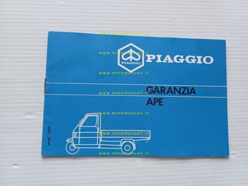 Piaggio Ape anni '90 libretto tessera garanzia originale warranty booklet