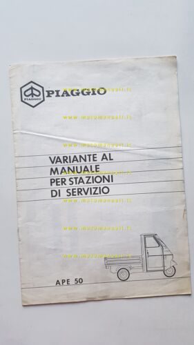Piaggio Ape P 50 Face Lifting 1989 AGGIORNAMENTO manuale officina …