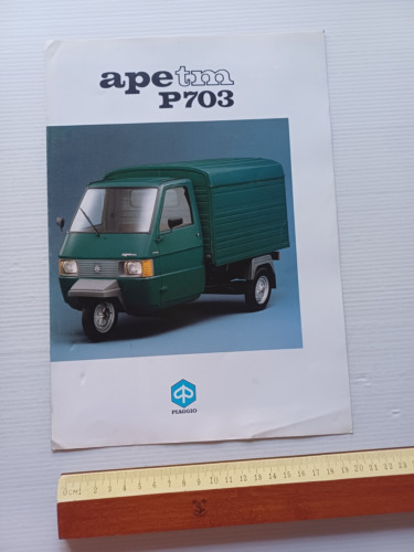 Piaggio Ape TM P703 anni 90 depliant originale ITALIANO motocarro