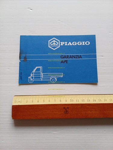 Piaggio Ape tutti modelli libretto tessera garanzia anni '80 originale