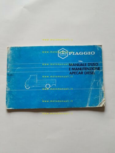 Piaggio APECAR diesel 1986 manuale uso manutenzione ITALIANO originale