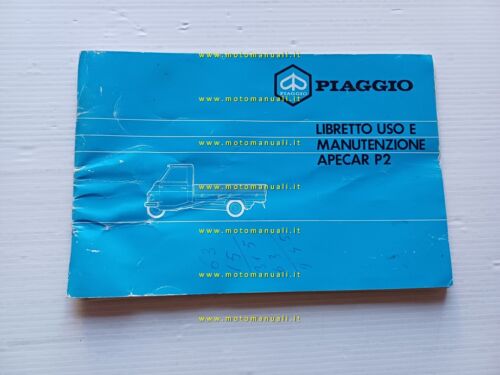 Piaggio ApeCar P2 1982 manuale uso manutenzione libretto originale owner …