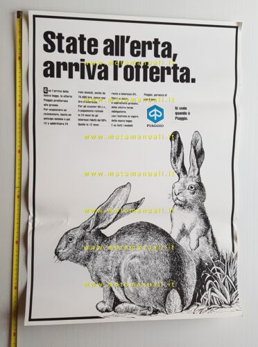 Piaggio ciclomotori promozione targa obbligatoria 1992 manifesto poster original