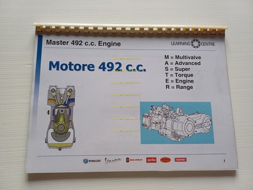 Piaggio Gilera Motore 492 Master Corso formazione ITALIANO manuale officina