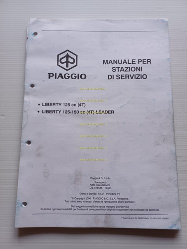Piaggio Liberty 125 -150 4T Leader 2000 AGGIORNAMENTO manuale officina …