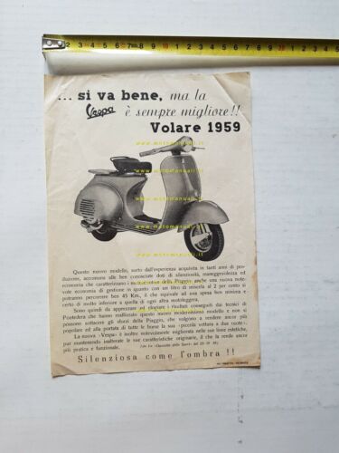 Piaggio Vespa 125 1959 depliant scooter italiano originale