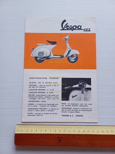 Piaggio Vespa 125 1963 depliant italiano originale
